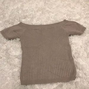 FREE WITH PURCHASE// OATMEAL // off the shoulder x crop top